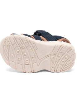 Halbsandalen in Dunkelblau/ Hellbraun