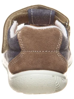 Halbsandalen in Dunkelblau/ Hellbraun