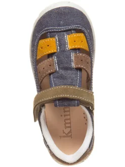 Halbsandalen in Dunkelblau/ Hellbraun