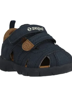 Halbsandalen in Dunkelblau/ Hellbraun