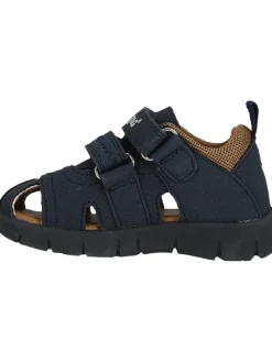 Halbsandalen in Dunkelblau/ Hellbraun