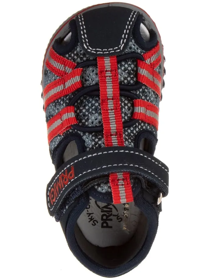 Halbsandalen in Dunkelblau/ Rot