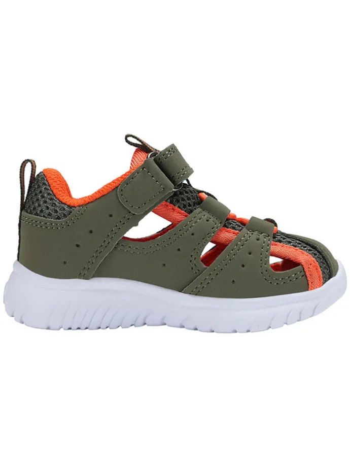 Halbsandalen in Khaki/Orange