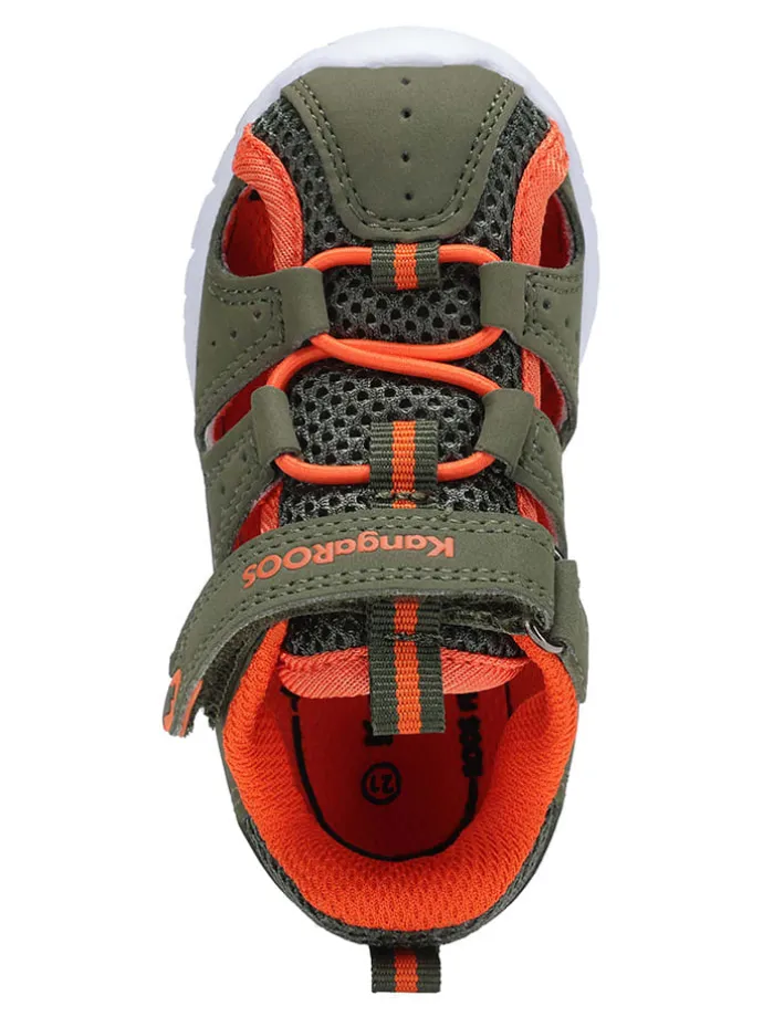 Halbsandalen in Khaki/Orange