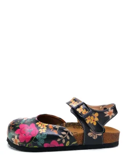 Halbsandalen in Schwarz/ Bunt