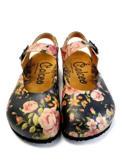 Halbsandalen in Schwarz/ Bunt