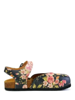 Halbsandalen in Schwarz/ Bunt