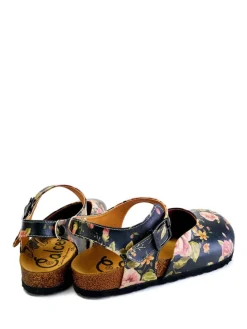 Halbsandalen in Schwarz/ Bunt