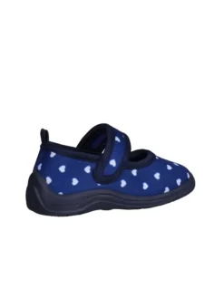 Hausschuh Herzchen in Marine