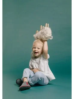 Hausschuh Hütten-Chelsea in grau/rot