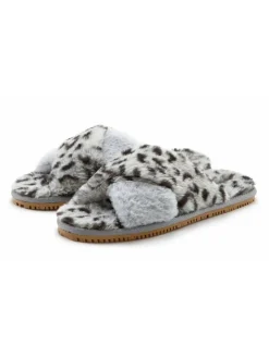 Hausschuh in grau-leo