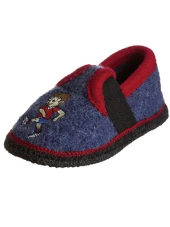 Hausschuhe "Bobby - Fußballer" in Duinkelblau/ Rot