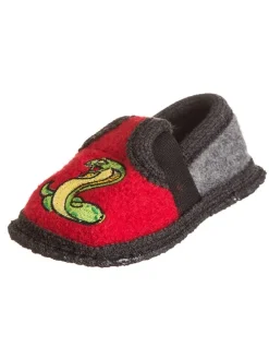 Hausschuhe "Bobby - Kobra" in Rot/ Schwarz