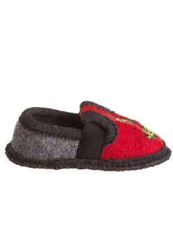 Hausschuhe "Bobby - Kobra" in Rot/ Schwarz