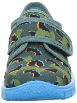 Hausschuhe "Bobby" in Blau/ Grün