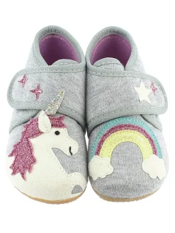 Hausschuhe "Einhorn & Regenbogen" in Grau