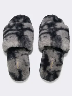 Hausschuhe "Fur 2 Tone" in Grau/ Schwarz