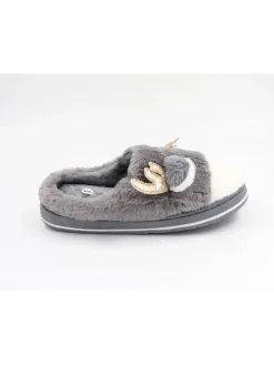 Hausschuhe in Grau/ Creme