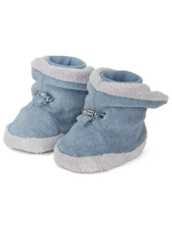 Hausschuhe in Hellblau/ Weiß