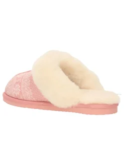 Hausschuhe in Rosa/ Creme