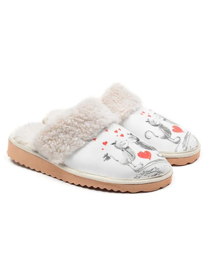 Hausschuhe in Weiß/ Bunt