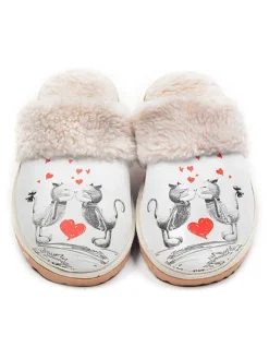 Hausschuhe in Weiß/ Bunt