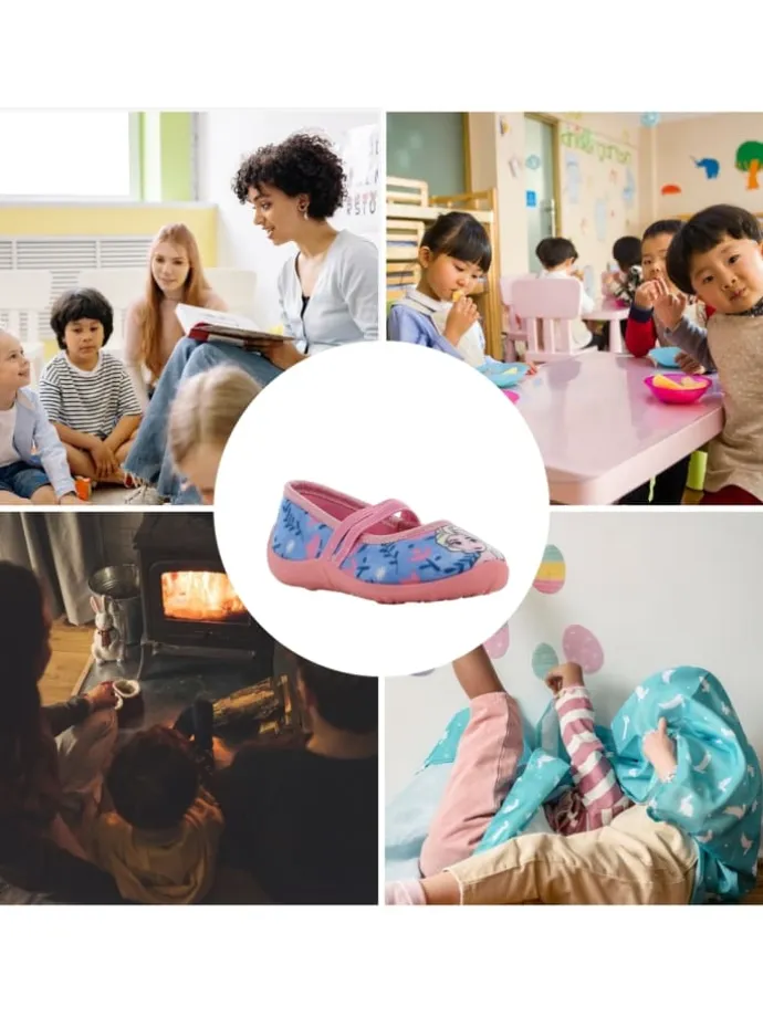 Hausschuhe mit Frozen Anna und Elsa Motiv, in Blau, Ballerina design