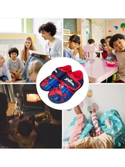 Hausschuhe mit Marvel Spiderman Motiv, in Rot, mit Klettverschluss