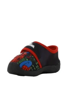Hausschuhe mit Marvel Spiderman Motiv, in Schwarz, mit Klettverschluss