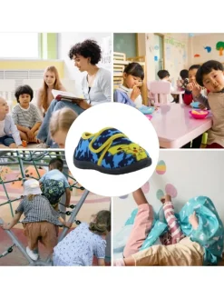 Hausschuhe mit Pokémon Pikachu Motiv, in Blau, mit Klettverschluss