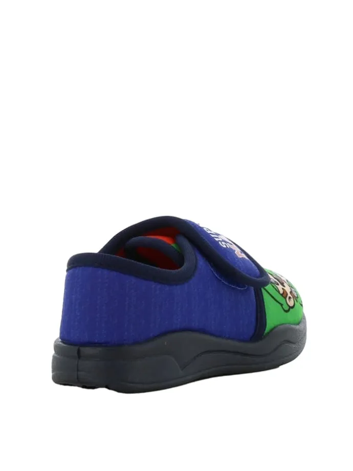Hausschuhe mit Super Mario und Luigi Motiv, in Blau, Klettverschluss