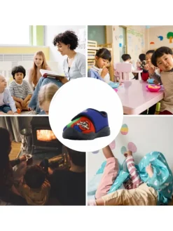 Hausschuhe mit Super Mario und Luigi Motiv, in Blau, Klettverschluss