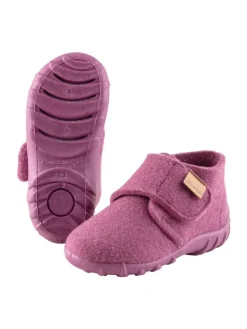 Hausschuhe uni in brombeer