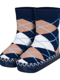 Hüttenschuh Karo in Marine