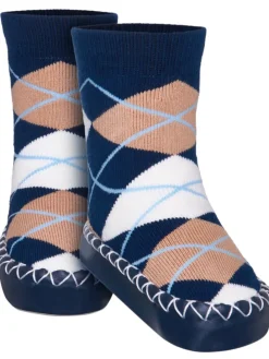 Hüttenschuh Karo in Marine