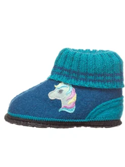 Hüttenschuhe "Einhorn" in Blau