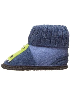 Hüttenschuhe "Krokodil" in Blau/ Hellgrün