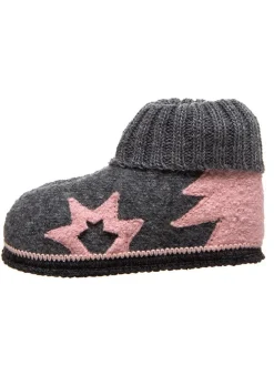 Hüttenschuhe "Leon" in Grau/ Rosa