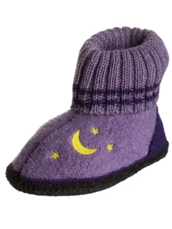 Hüttenschuhe "Mond+Sterne" in Lila