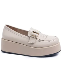 Keilmokassins in Creme