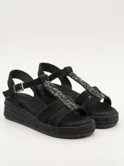 Keilsandaletten in Schwarz