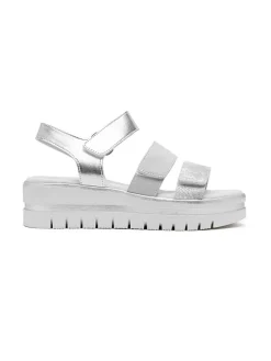 Keilsandaletten in Silber/ Grau