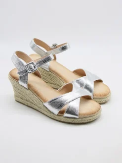 Keil-Sandaletten in Silber