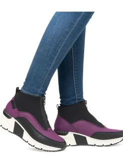 Keilslipper in Lila/ Schwarz