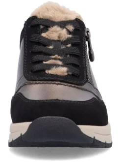 Keilsneakers in Schwarz/ Hellbraun