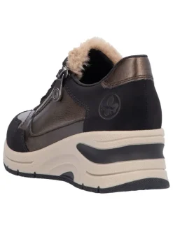 Keilsneakers in Schwarz/ Hellbraun