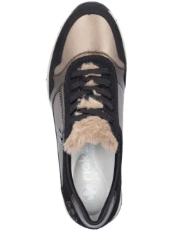 Keilsneakers in Schwarz/ Hellbraun