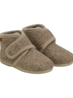 Kinder Hausschuh "Slippers Wool Hook and Loop" in Braun