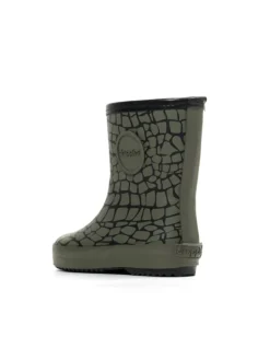 Kinderstiefel Nature Krokodil in oliv/schwarz