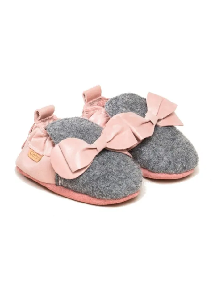 Krabbelschuhe Bow in grau